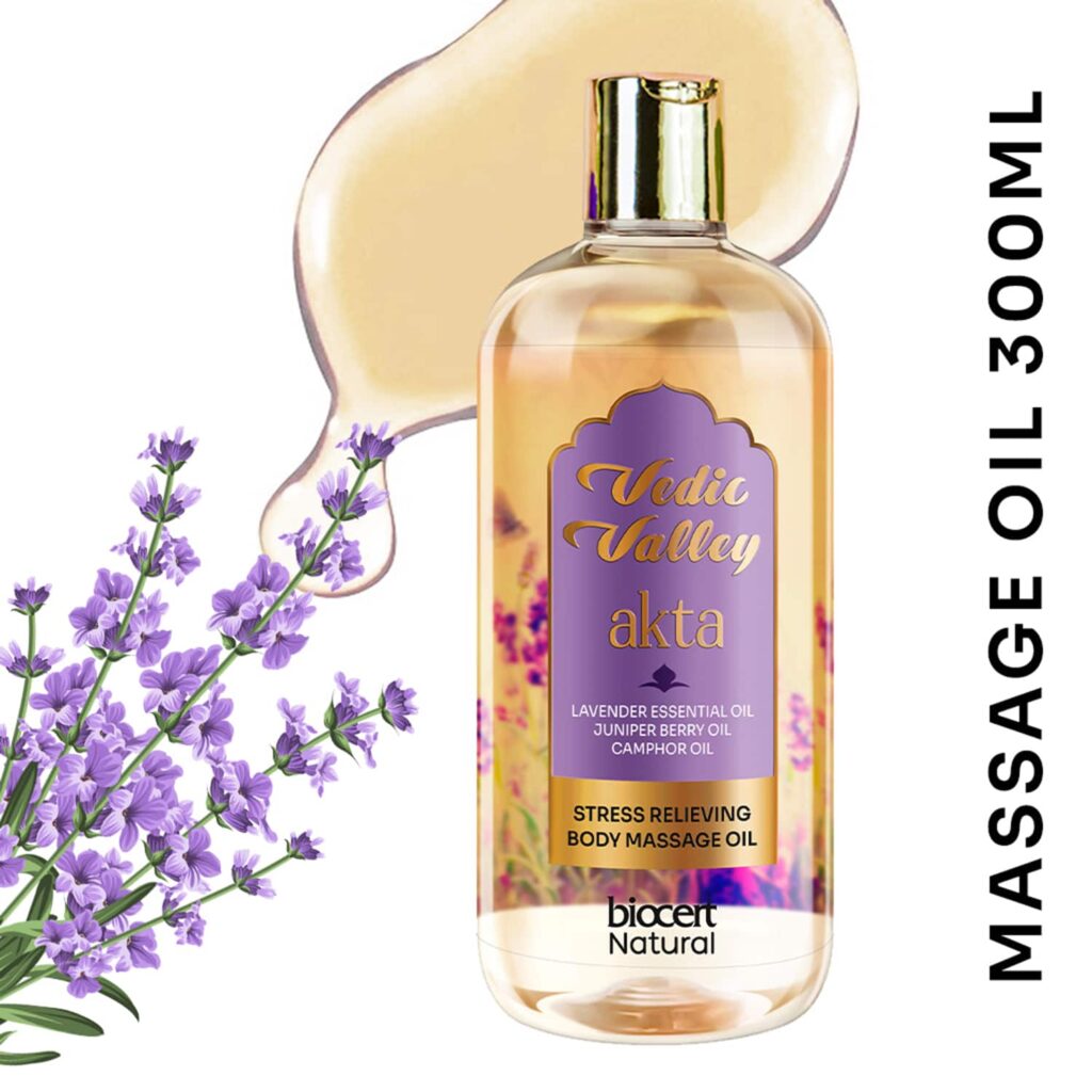 Vedic Valley Lavender Stress Relieving Natural Body Massage Oil - (300ml) - Vedic Valley