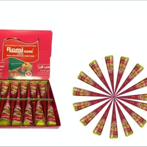 Veena Special Arabic Red Bridal Mehendi Cone Herbal Pure Leaves Of Natural Henna For Hand Design On Festivals (Pack Of 12 Piece) (Arabic red)