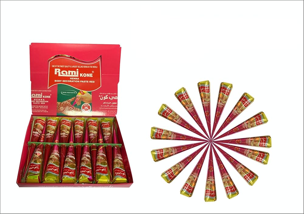 Veena Special Arabic Red Bridal Mehendi Cone Herbal Pure Leaves Of Natural Henna For Hand Design On Festivals (Pack Of 12 Piece) (Arabic red)