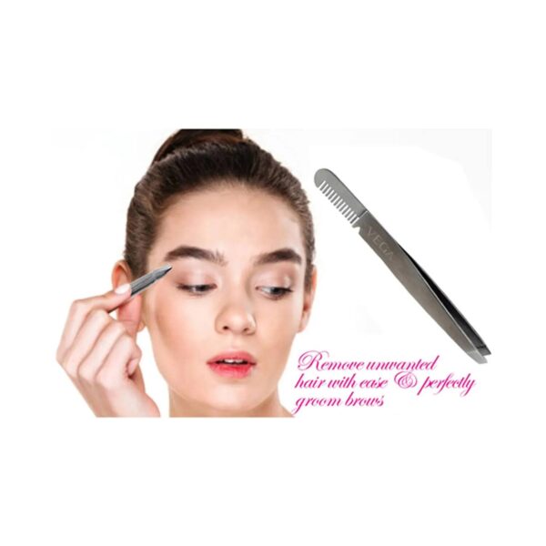 Vega 2 in 1 Brow Groomer and Tweezer, (TWE-01) - Vega