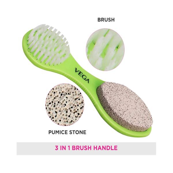 Vega 3 in 1 Pedicure Brush Kit Tool for Cleanse Scrub & File Dead Skin (PD-20) (58 g) - Vega