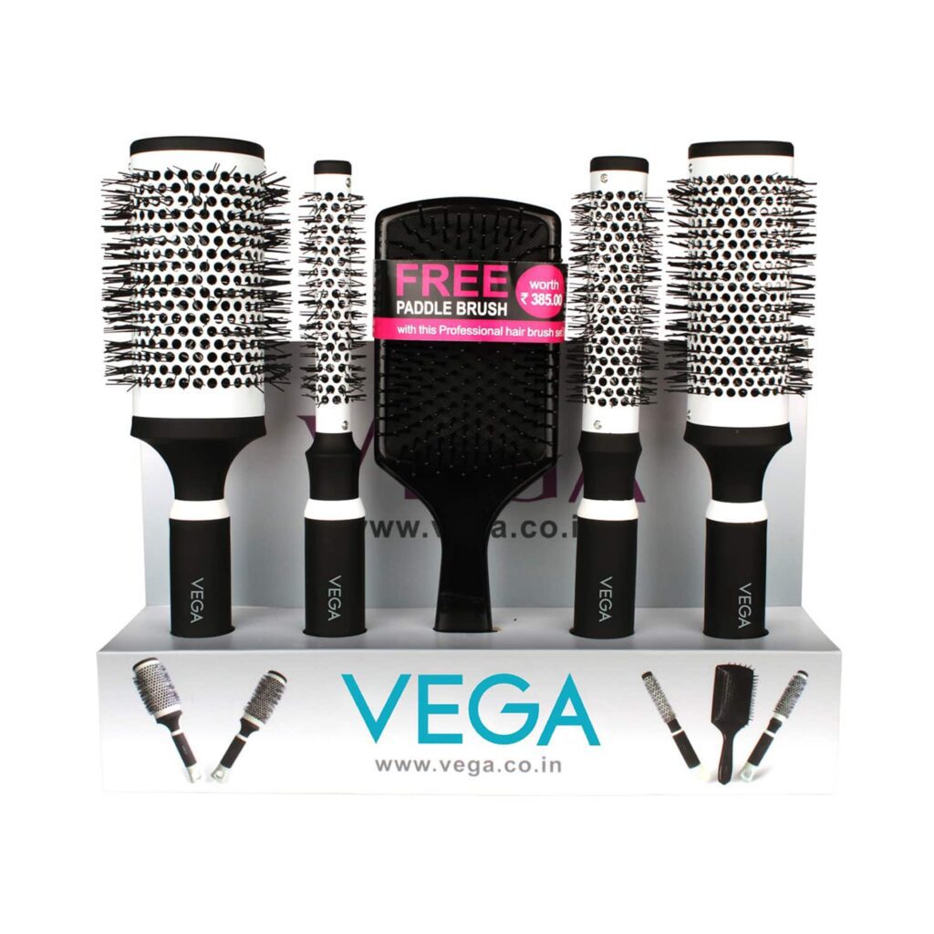 Vega 5-in-1 Professional Hot Curl Hair Brush Set with Paddle Brush for Men and Women PHBS-01 (530 g) - Vega
