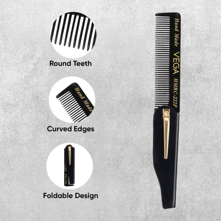 Vega Beard Comb for Men Pocket-size Comb for Hair Groom your Beard (HMBC-222F) (22 g) - Vega
