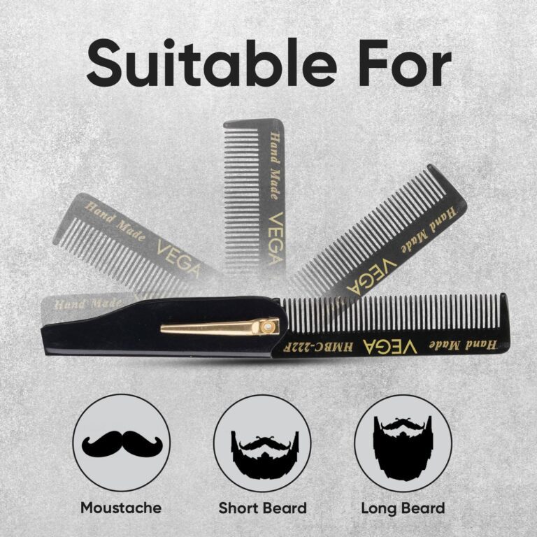 Vega Beard Comb for Men Pocket-size Comb for Hair Groom your Beard (HMBC-222F) (22 g) - Vega