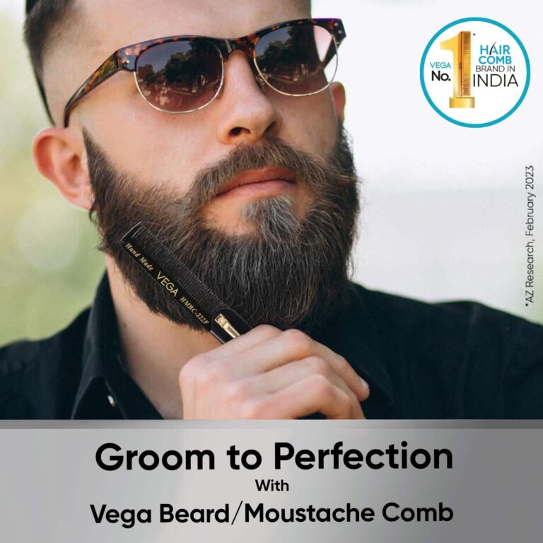 Vega Beard Comb for Men Pocket-size Comb for Hair Groom your Beard (HMBC-222F) (22 g) - Vega