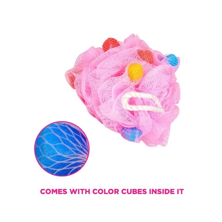 Vega Color Cube Fluffy Sponge Bath Shower Loofah Scrubber Exfoliator for Women & Men (BA-3/7) (53 g) - Vega