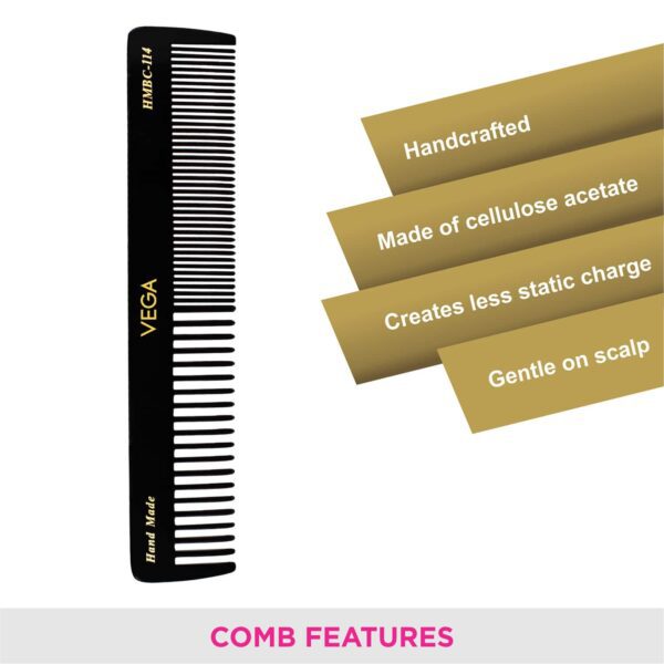 Vega General Grooming Hair Comb for Men and Women Pack of 2 (VC2HMBC-114) (33 g) - Vega