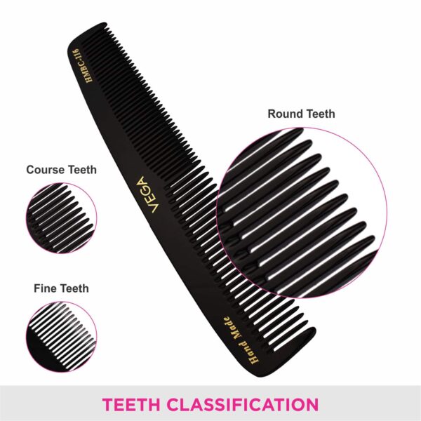 Vega Graduated Dressing Hair Comb for Men and Women Black Pack of 2 (VC2HMBC-116) (30 g) - Vega