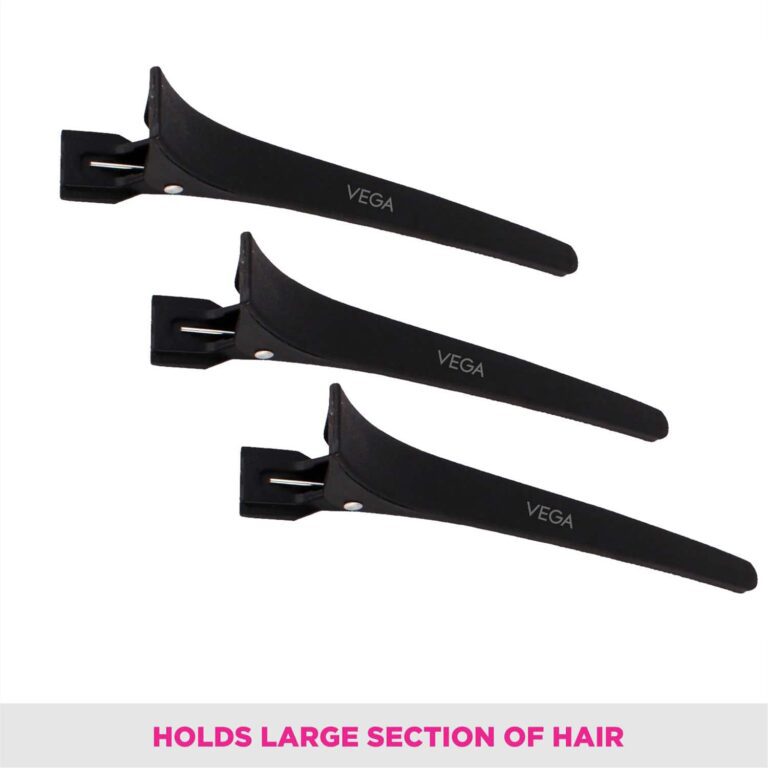Vega Hair Clips for Large Section Hair Coloring Hair Cutting Hair Styling Black (HC-02) (20 g) - Vega