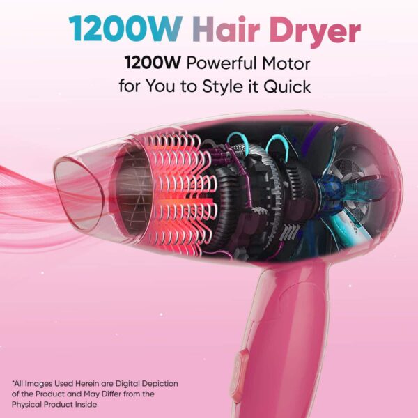 Vega Hair Dryer for Women 1200 Watts Travel Friendly Blow Dryer with Foldable Handle VHDH-33 - Vega