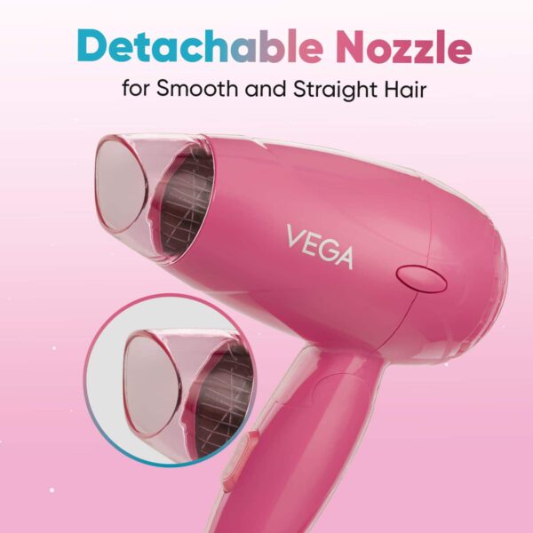 Vega Hair Dryer for Women 1200 Watts Travel Friendly Blow Dryer with Foldable Handle VHDH-33 - Vega