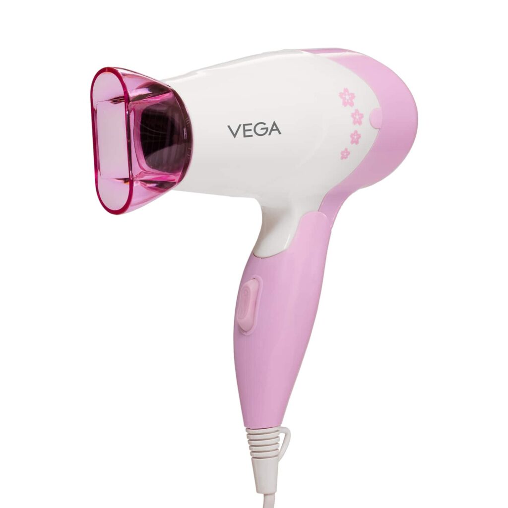 Vega Insta Glam 1000W Foldable Hair Dryer with 2 Heat & Speed Settings VHDH-20 (123 g) - Vega