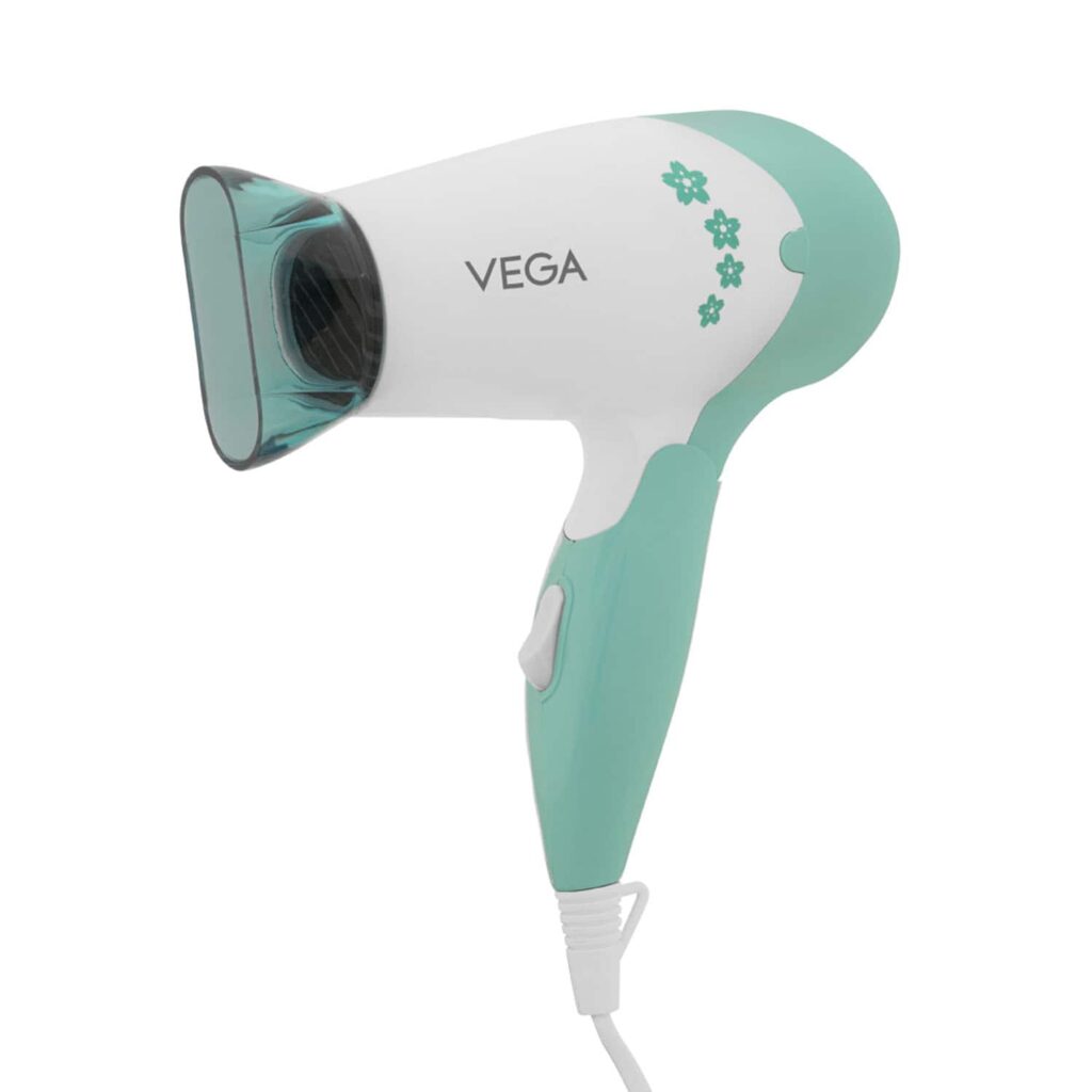 Vega Insta Glam Foldable 1000 W Hair Dryer with Heat & Speed Settings VHDH-20N Made in India (123 g) - Vega