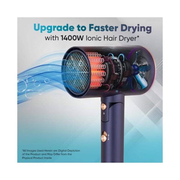 Vega Ionic 1400W Foldable Hair Dryer with 2 Heat/Speed Settings (VHDH-35) - Vega