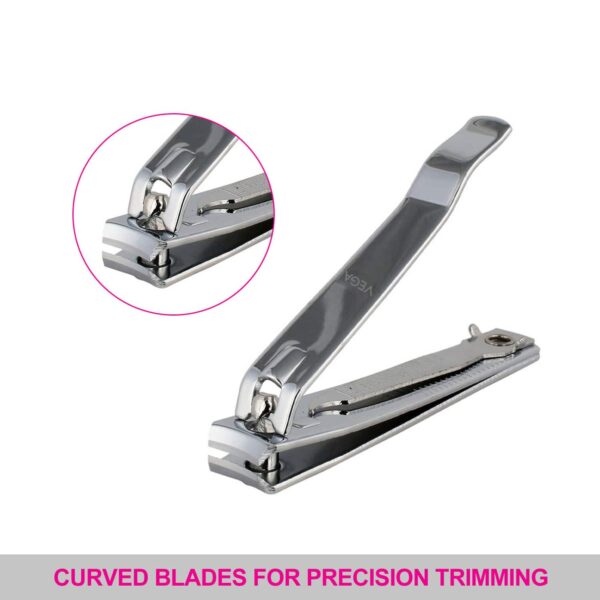 Vega Large Nail Clipper Silver Pack of 2 (VC2LNC-01) (50 g) - Vega