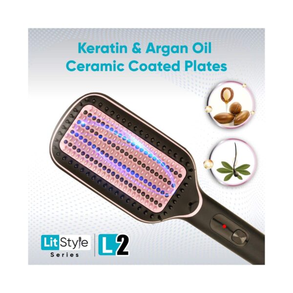 Vega LitStyle L2 Hair Straightener Brush for Women with Keratin and Argan Oil (VHSB-07) - Vega