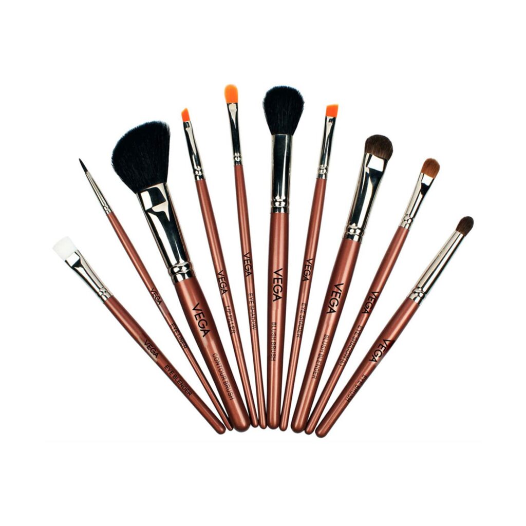 Vega Makeup Brush Set with Black Leather Case Set of 10 (LK-10) (316 g) - Vega
