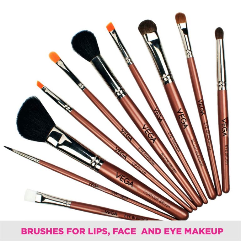 Vega Makeup Brush Set with Black Leather Case Set of 10 (LK-10) (316 g) - Vega