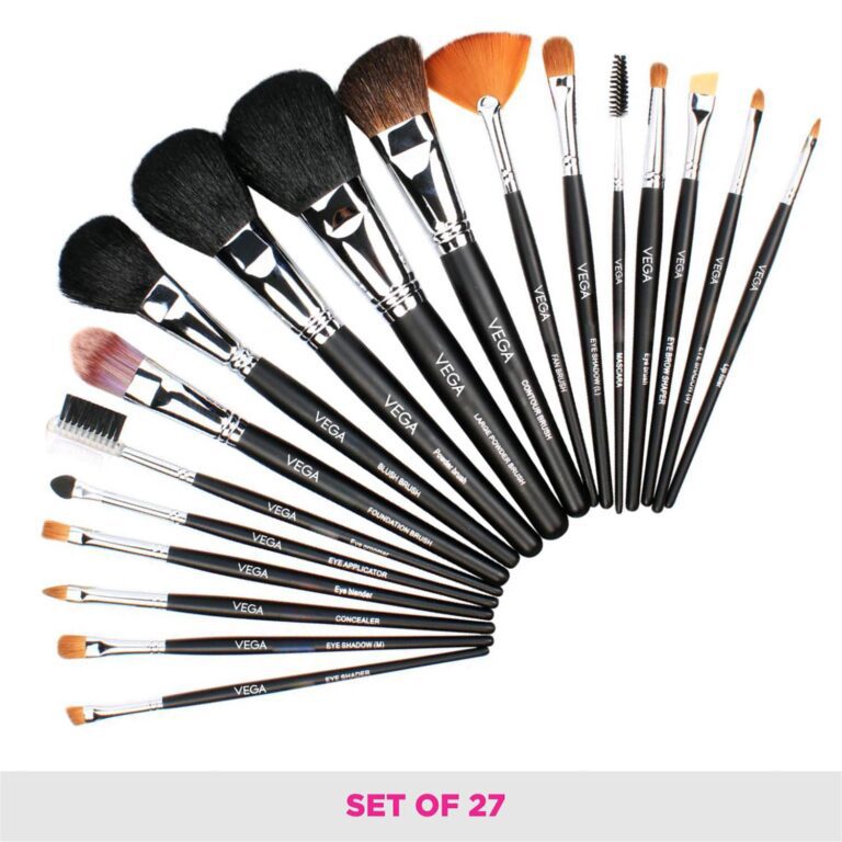 Vega Makeup Brush Set with Black Leather Case Set of 27 (LK-27) (975 g) - Vega