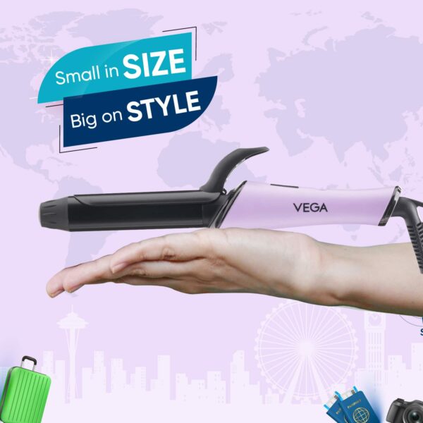 Vega Mini Hair Curler for Women with 25mm Barrel 1 Hour Auto Cut-out (VHCH-08) (342 g) - Vega