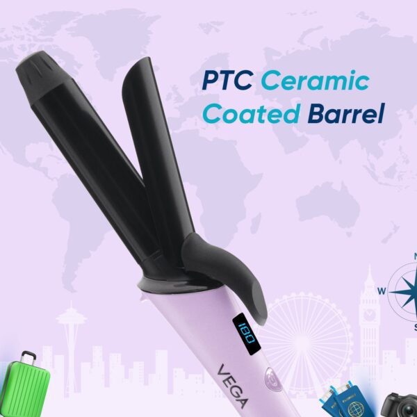 Vega Mini Hair Curler for Women with 25mm Barrel 1 Hour Auto Cut-out (VHCH-08) (342 g) - Vega