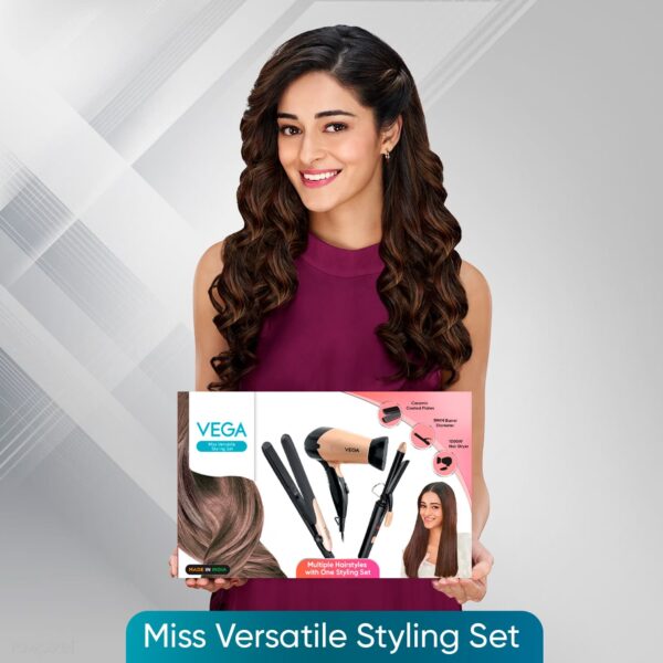 Vega Miss Versatile Styling Set Straightener Curler & Dryer Gift Combo (VHSS-03) (1141 g ) - Vega