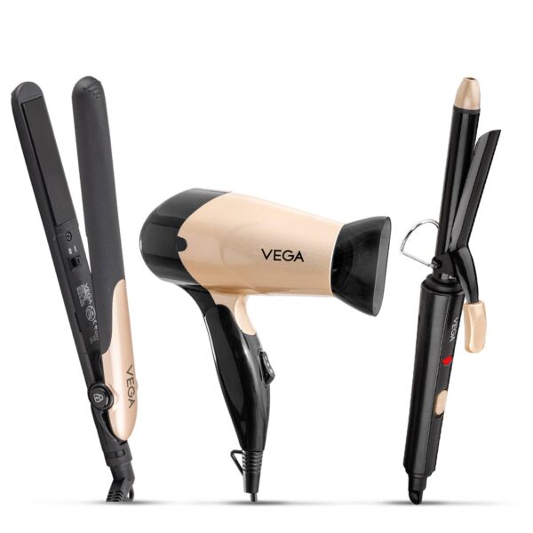 Vega Miss Versatile Styling Set Straightener Curler & Dryer Gift Combo (VHSS-03) (1141 g ) - Vega