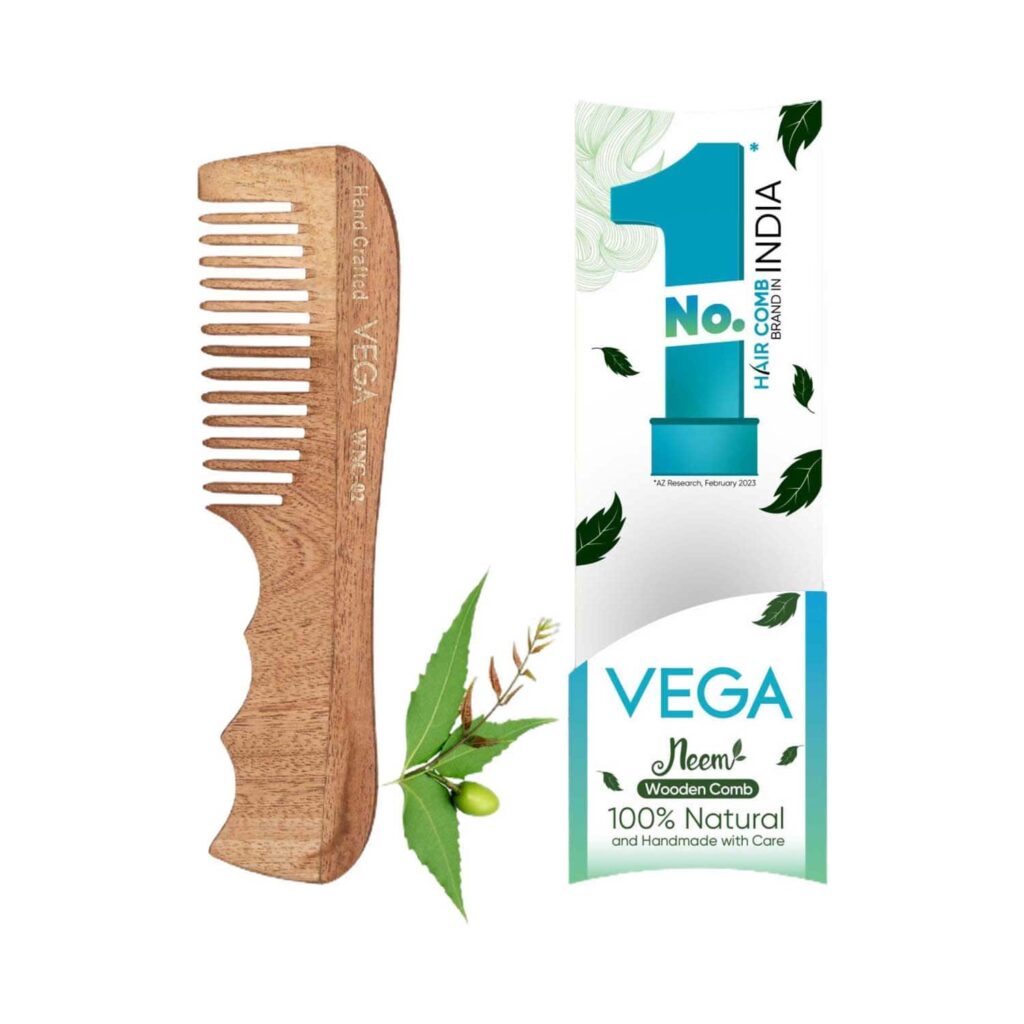 Vega Neem Hair Combs for Women & Men for Reduce Hairfall Detangling Frizz Control & Shine (WNC-02) - Vega