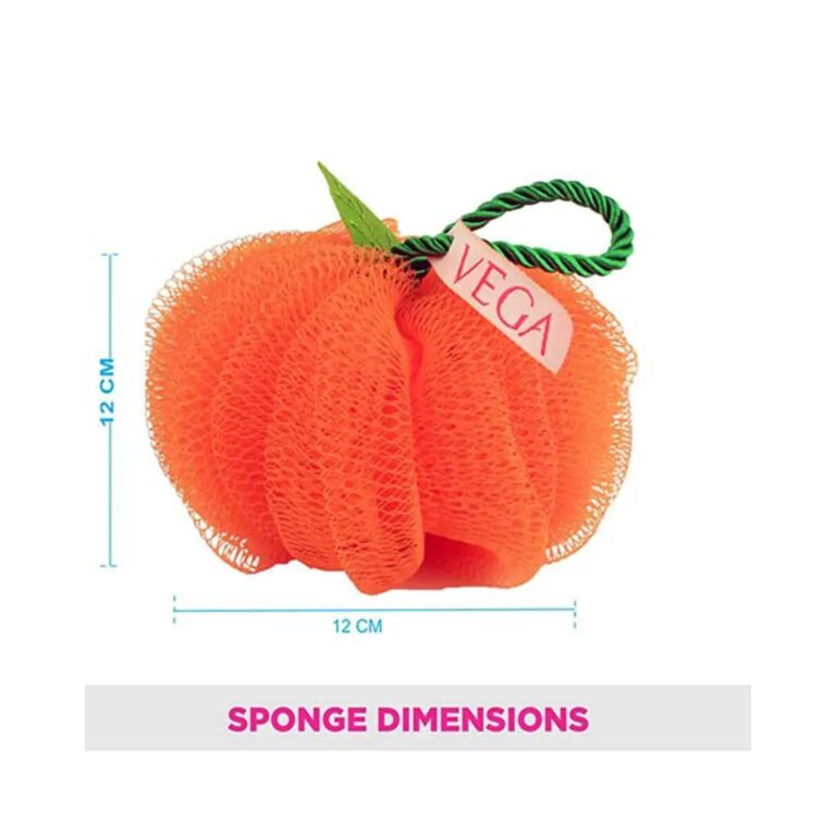 Vega Orange Sponge Bath Shower Loofah Sponge Scrubber Exfoliator for Women and Men (BA-3/10) (105 g) - Vega