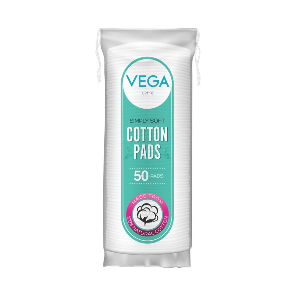 Vega Organic Cotton Pads For Makeup Remover & Face Cleansing (CP-01) (50 pcs) - Vega