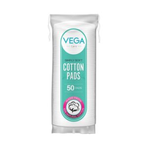 Vega Organic Cotton Pads For Makeup Remover & Face Cleansing (CP-01) (50 pcs) - Vega