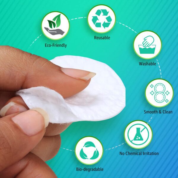 Vega Organic Cotton Pads For Makeup Remover & Face Cleansing (CP-01) (50 pcs) - Vega