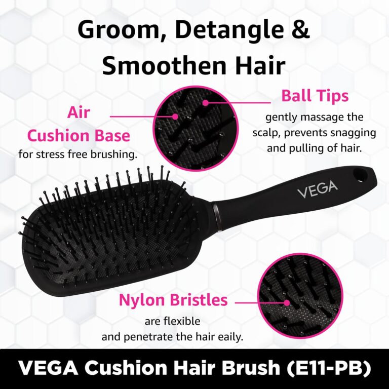 Vega Paddle Hair Brush for Women & Men Smooth Hair Color May Vary (E11-PB) (142 g) - Vega