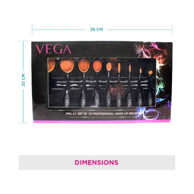 Vega Pro-Ez Professional Make Up Brushes Set of 10 (MBS-10) (286 g) - Vega