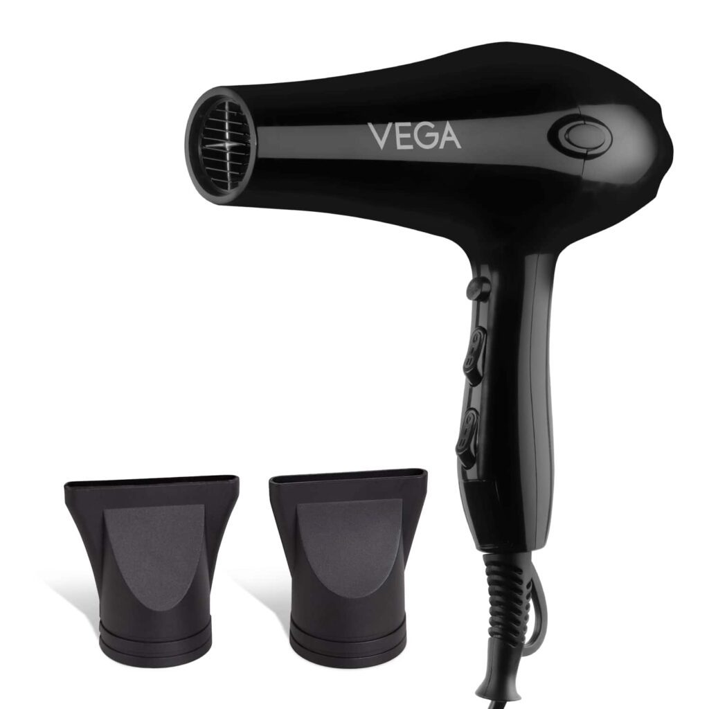 Vega Pro Touch 1800-2000W Professional Hair Dryer for Women & Men with 2 Detachable Nozzles (VHDP-02) - Vega