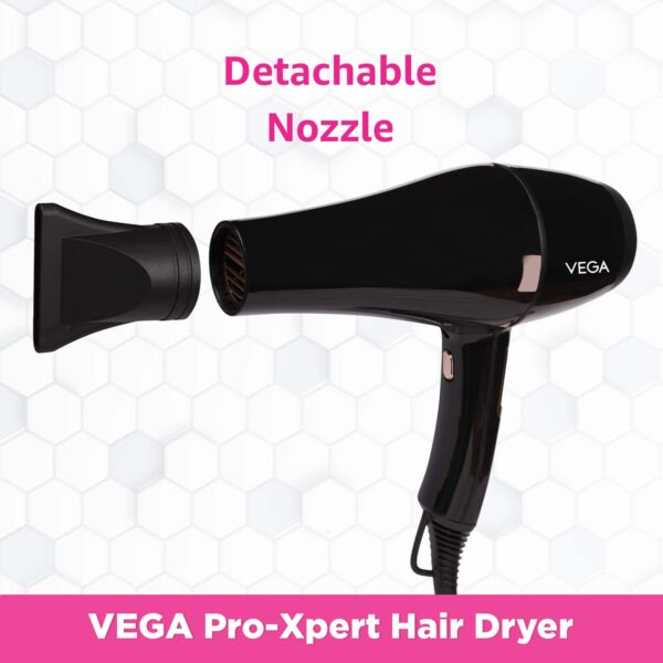 Vega Pro-Xpert 2200 Watts Professional Hair Dryer with Diffuser & 2 Nozzles (VHDP-03) (549 g) - Vega