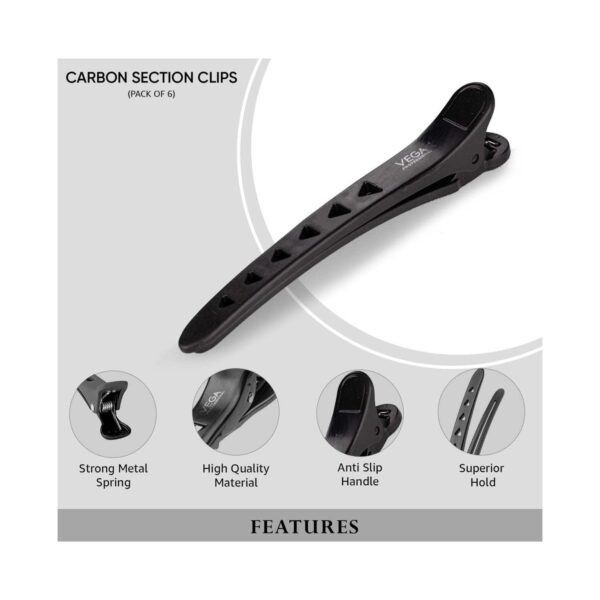VEGA Professional Carbon Section Clips For Sectioning VPHSC-01 - Black (6 Pcs) - VEGA Professional
