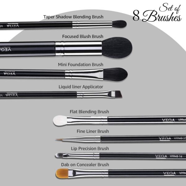 VEGA Professional Makeup Brush Set - VPPMB-42 (8 pcs) - VEGA Professional