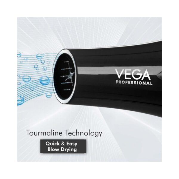VEGA Professional Pro Dry 2000 Watts Hair Dryer with Diffuser & Nozzle Attachments (VPVHD-13) - VEGA Professional
