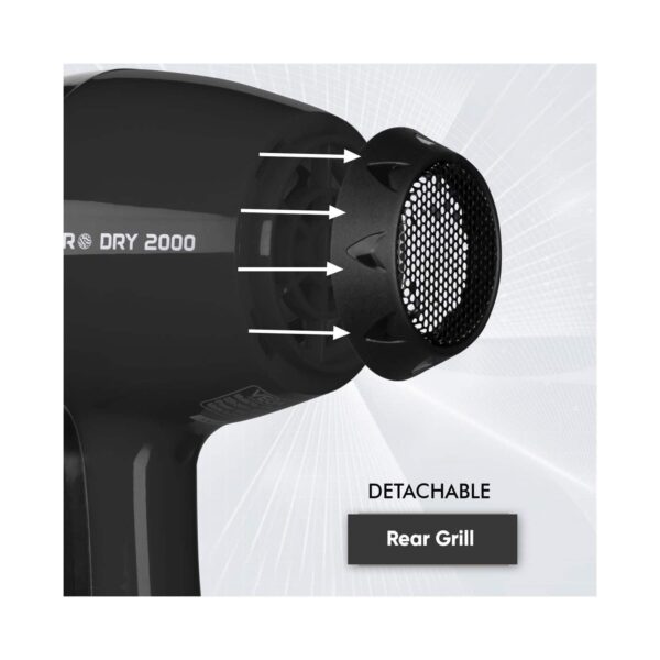 VEGA Professional Pro Dry 2000 Watts Hair Dryer with Diffuser & Nozzle Attachments (VPVHD-13) - VEGA Professional