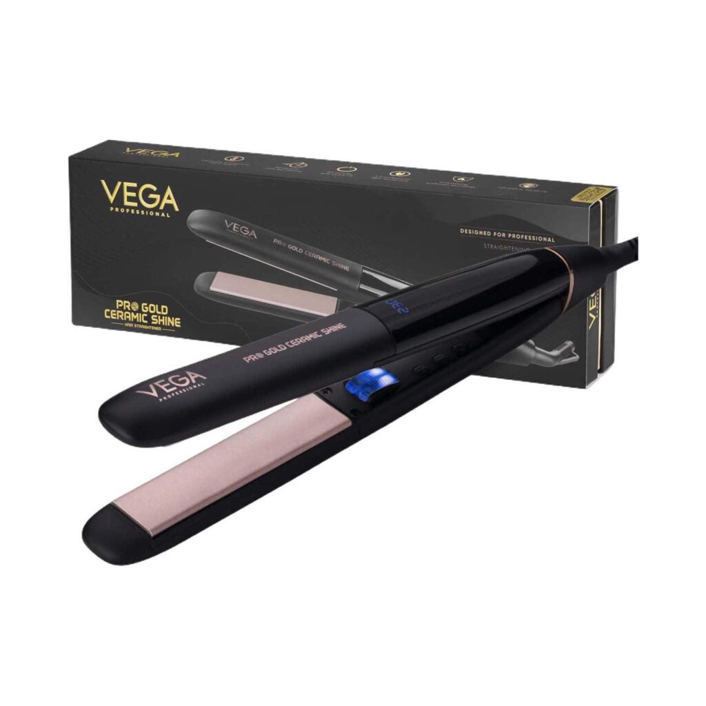 VEGA Professional Pro Gold Ceramic Shine Hair Straightener (VPMHS-08) - VEGA Professional
