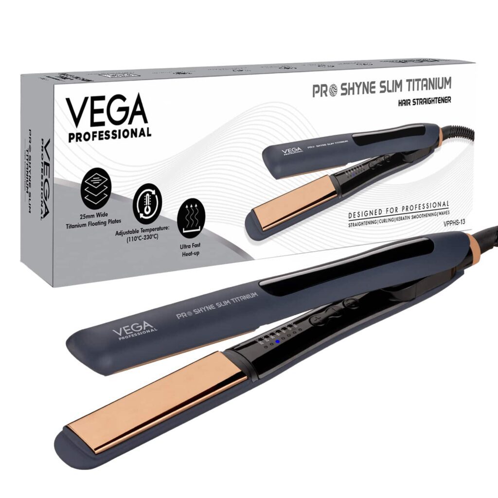 Vega Professional Pro-Shyne Slim Titanium Hair Straightener With 25Mm Wide Floating Plates - VEGA Professional