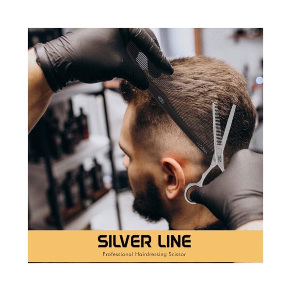VEGA Professional Silver Ice 28 Thinning Silver line Hairdressing Scissor VPVSC-28 - Silver (51 g) - VEGA Professional