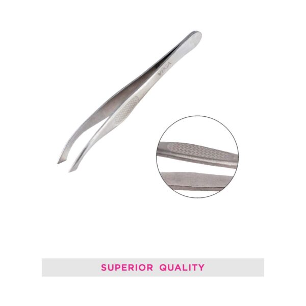 Vega Slant Tip Tweezer - Silver (TW-03) - Vega