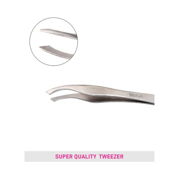 Vega Slant Tip Tweezer - Silver (TW-03) - Vega