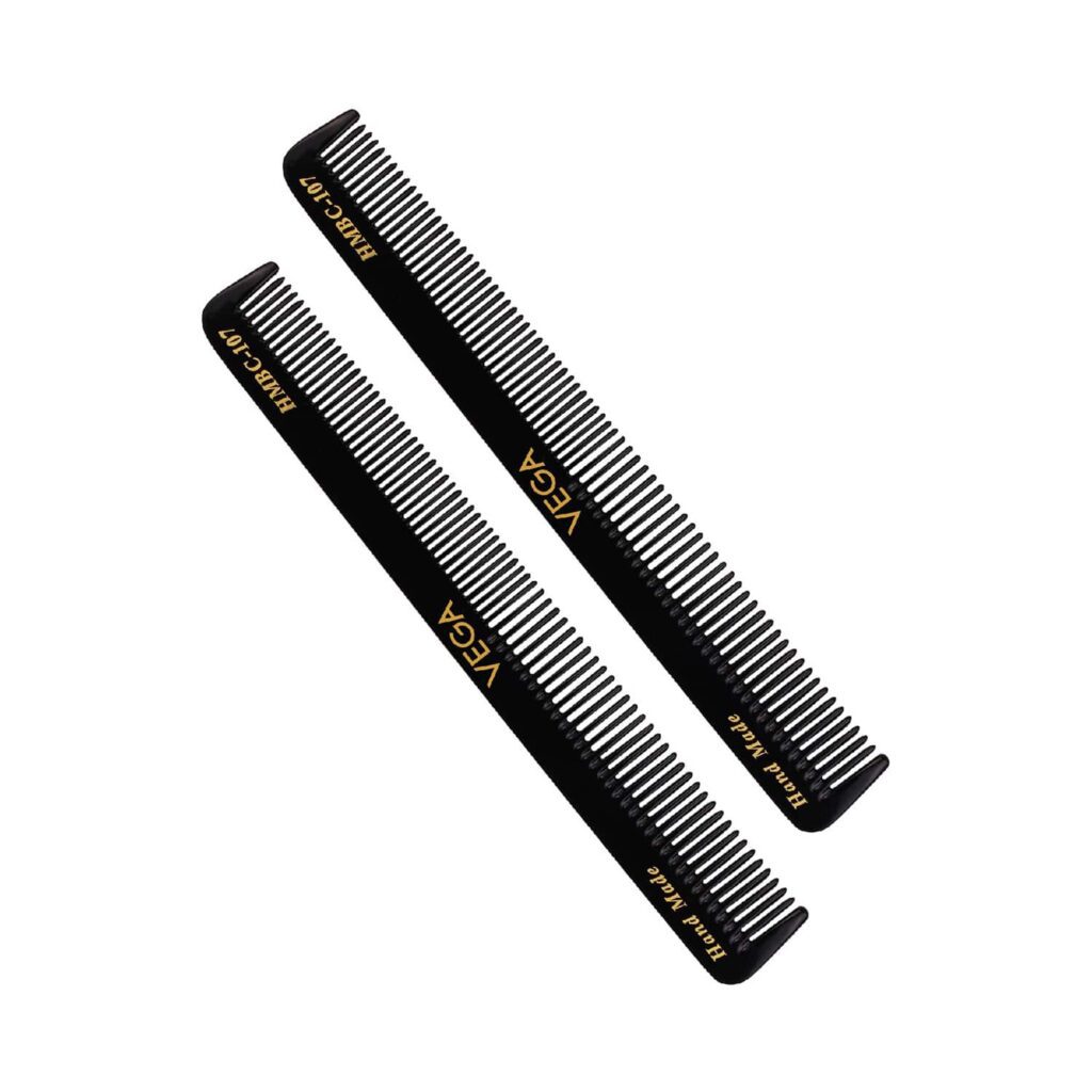 Vega Slim General Grooming Hair Comb for Men and Women Black Pack of 2 (VC2HMBC-107) (19 g) - Vega