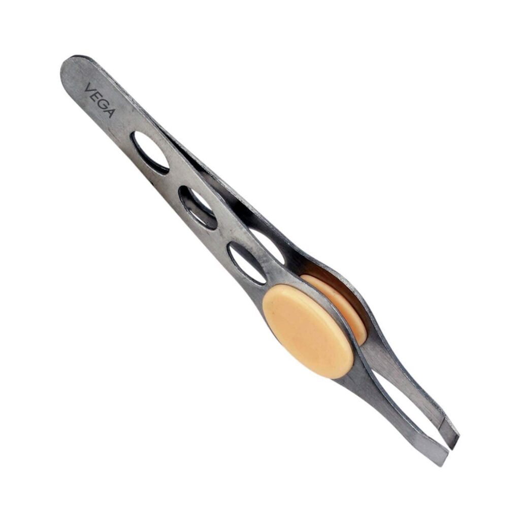 Vega Square Tip Tweezer with Rubber Grip (TW-04) - Vega