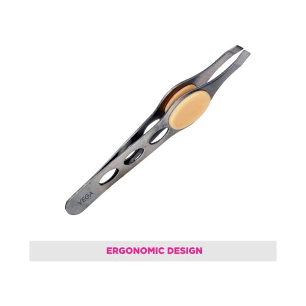 Vega Square Tip Tweezer with Rubber Grip (TW-04) - Vega