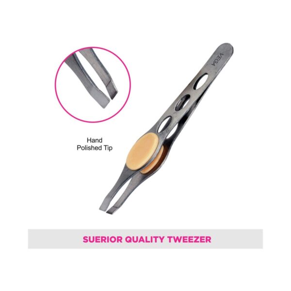 Vega Square Tip Tweezer with Rubber Grip (TW-04) - Vega