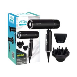 Vega Style Pro 1600W Hair Dryer With 2X Faster Drying And 2 Attachment (VHDH-34) - Vega